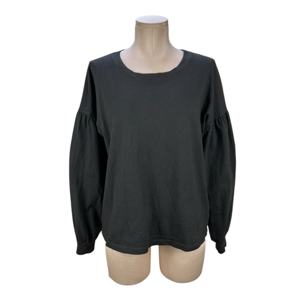 Michael Stars Balloon Long Sleeve Boxy Cotton T-shirt Dark Gray Size XS - Picture 1 of 8